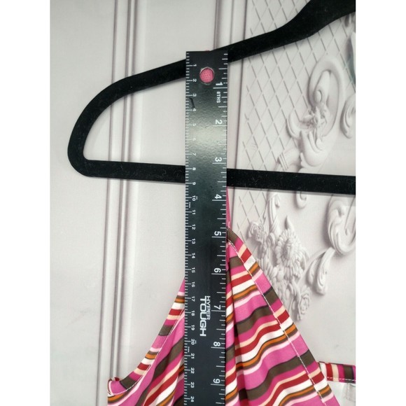 20 Something Dress SZ L Pink Striped Floral Chiffon Spaghetti Straps Lined EUC - Picture 15 of 16